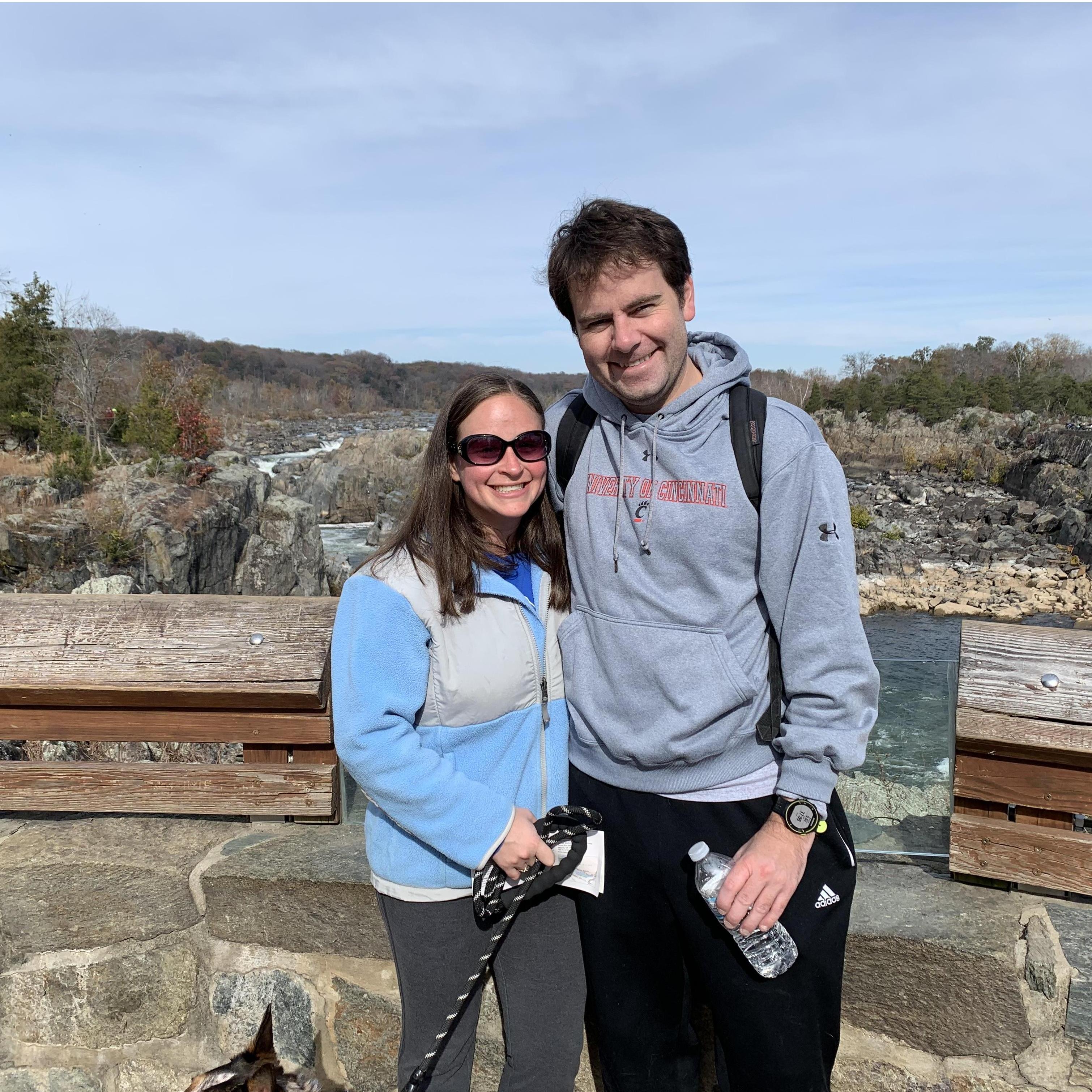 Hiking in Great Falls Park, Virginia. November 2019.