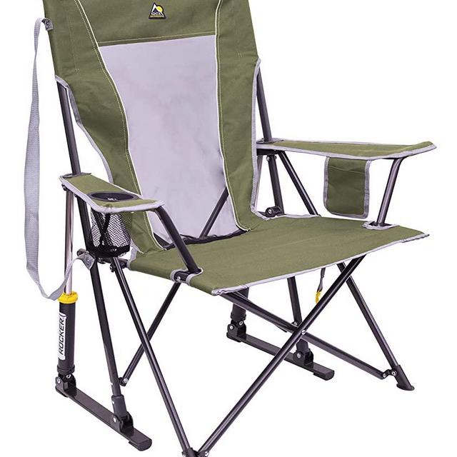 GCI Outdoor Comfort Pro Rocker Collapsible Rocking Chair & Outdoor Camping Chair, Loden Green
