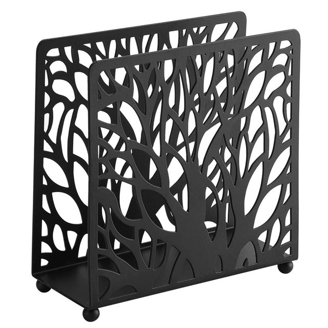 Farmhouse Black Napkin Holder for Tabletop Decor and Kitchen, Metal Table Napkin Holder Stand for Home Restaurant Picnic Party
