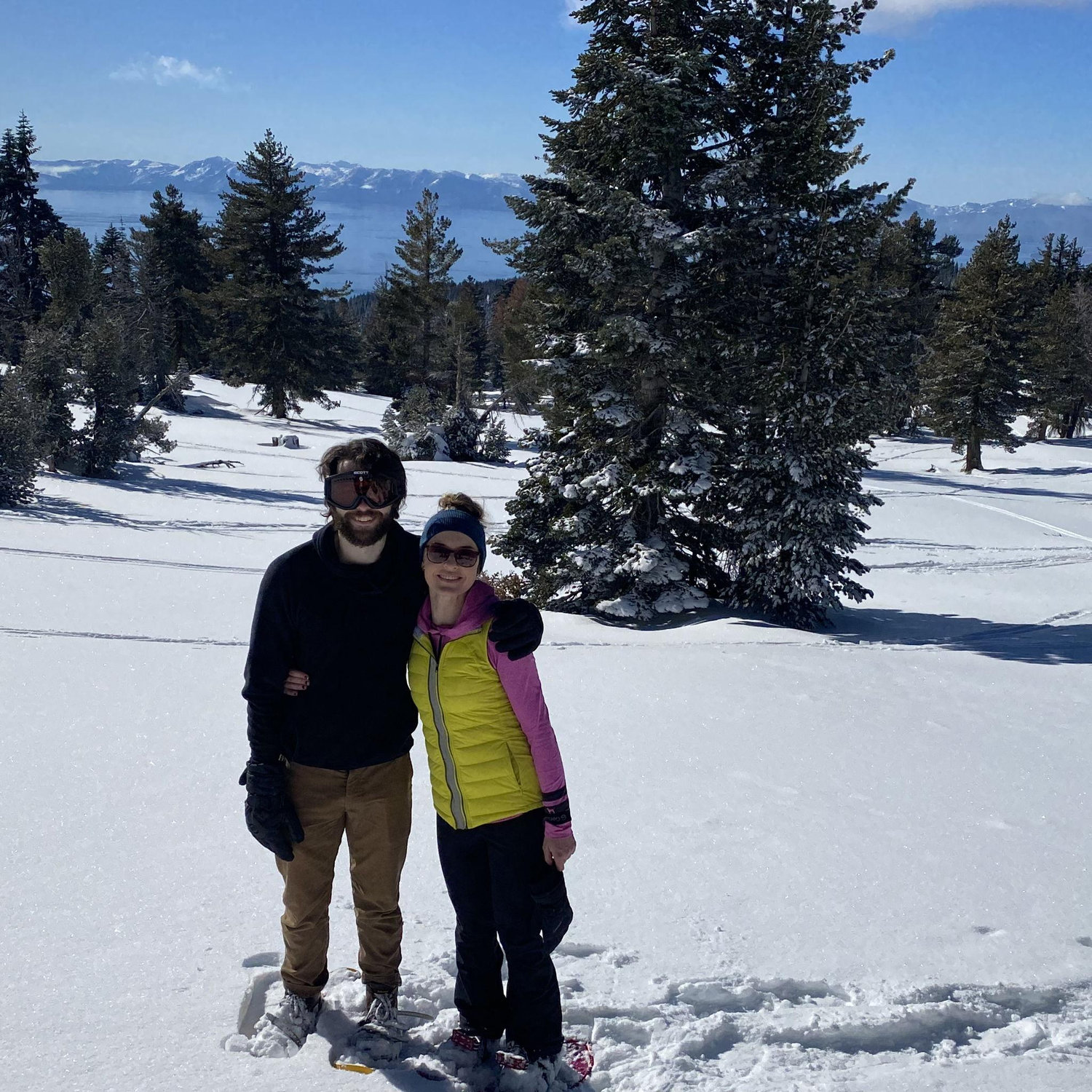 Feeding chickadees in Tahoe