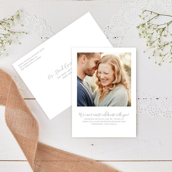 Saranac Portrait | Slate | Zola Wedding Invitations