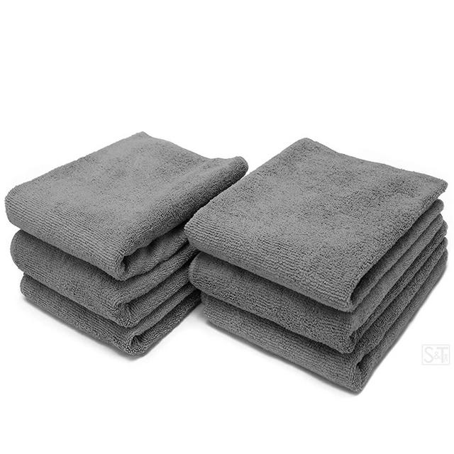 S&T INC. Microfiber Fitness Exercise Gym Towels, 360 GSM, 6 Pack, 16-Inch x 27-Inch
