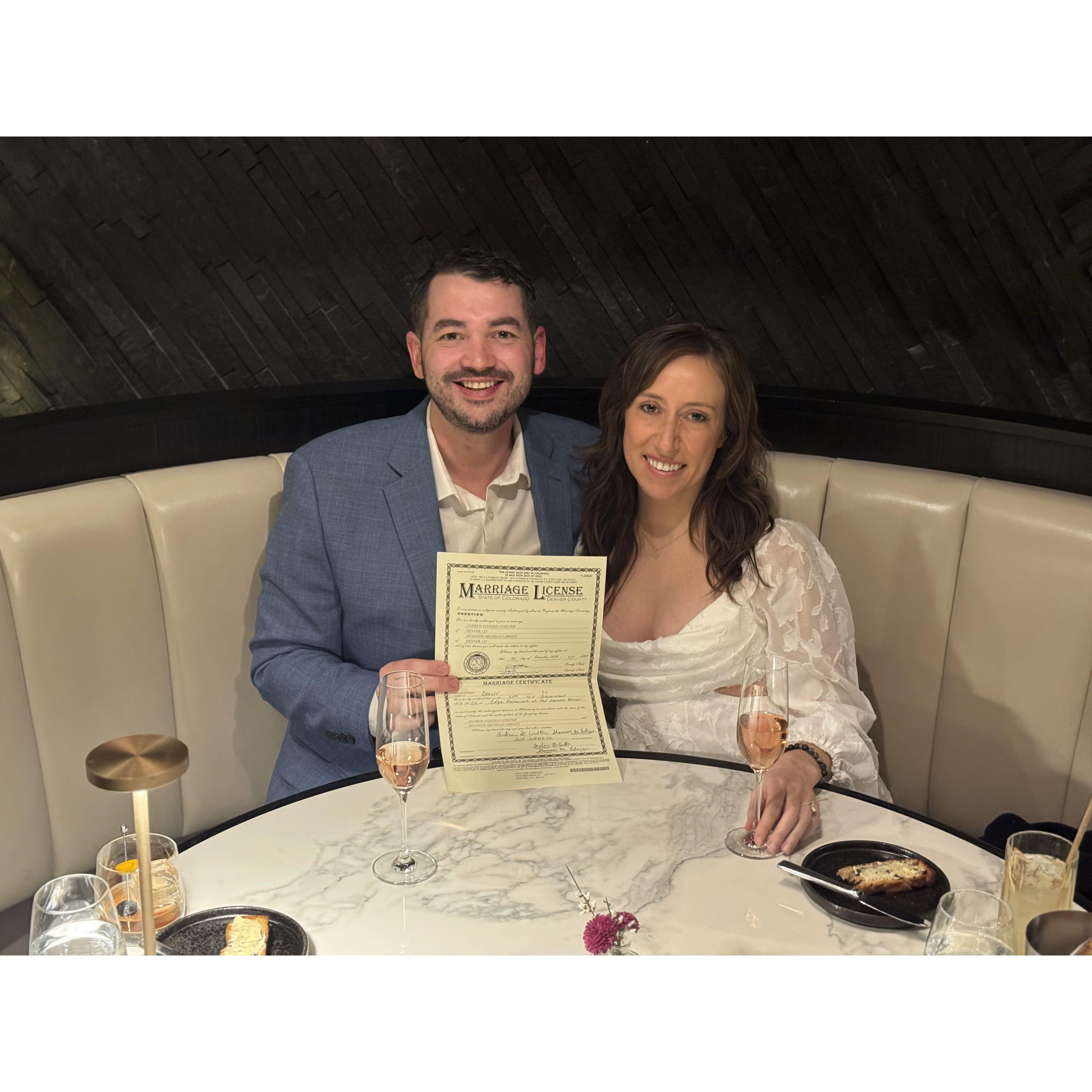 Legally married and now it's time to celebrate with you all!