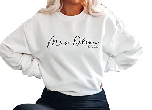 Mrs Sweatshirt - Custom Mrs Sweatshirt - New Mrs - Honeymoon Pajamas - Wedding Gift - Future Mrs. Gift