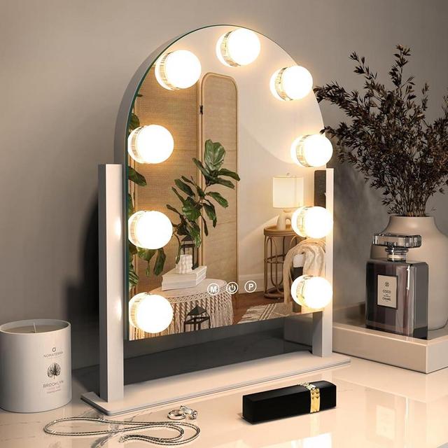 ZL ZELing Vanity Mirror with Lights, Makeup Mirror with Lights,Lighted Makeup Mirror, 3 Color Modes, Dimmable Light,360° Rotation
