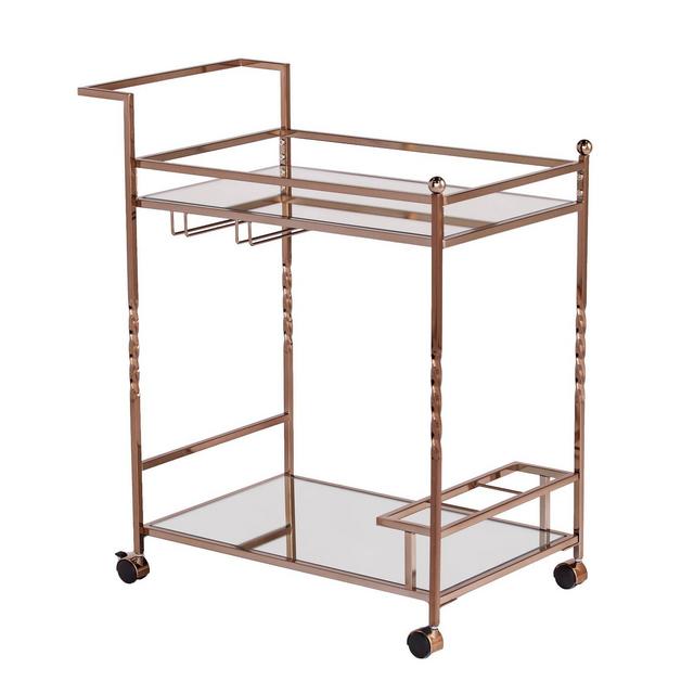 Iverson Metal Mirrored Bar Cart Champagne - Aiden Lane