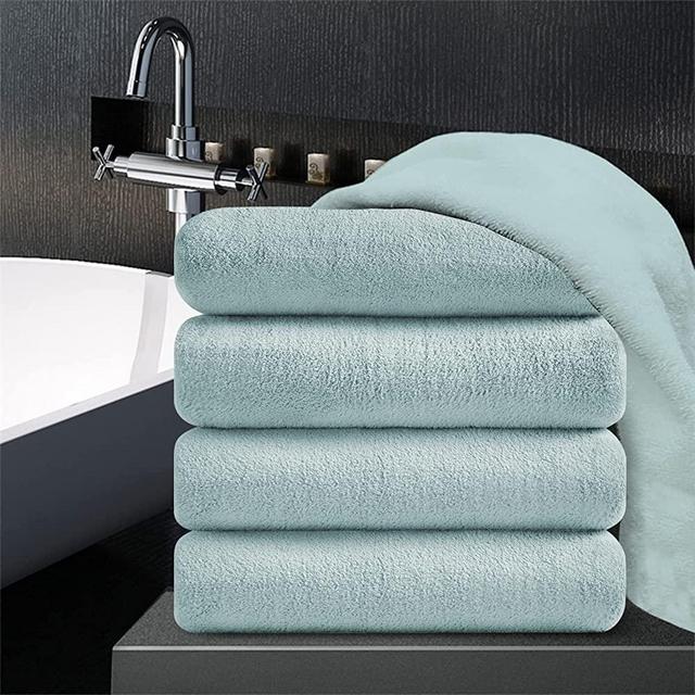 MAGGEA 4 Piece Bath Towel Set White Plush Bath Sheet 700 GSM Oversized  Thick Bath Shower Towels 35x70-Extra Soft Cozy-Absorbent-Quick