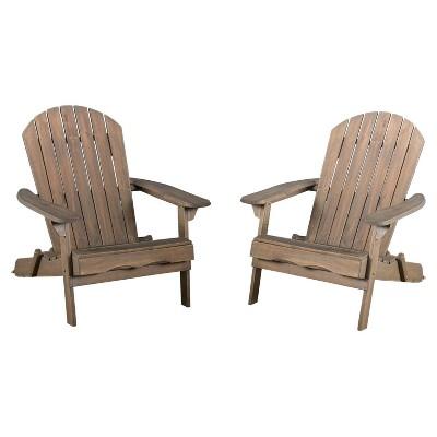 Hanlee Set of 2 Folding Wood Adirondack Chair - Gray Finish - Christopher Knight Home