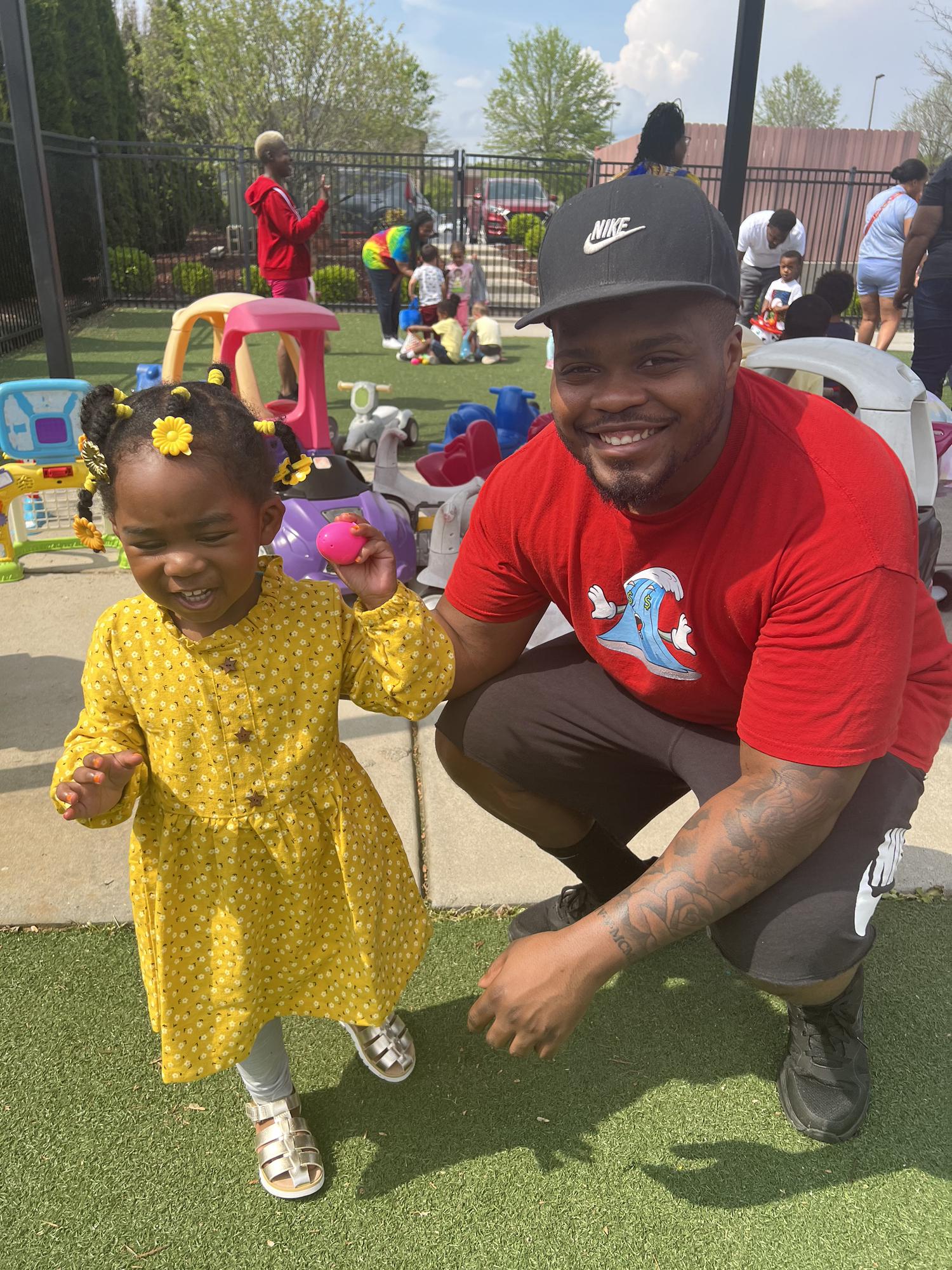 Bri and Jeff at her daycare Easter Egg hunt