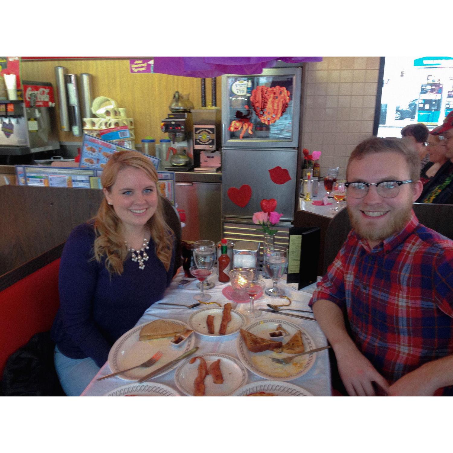 The first (of many) Valentine's Days at Waffle House <3