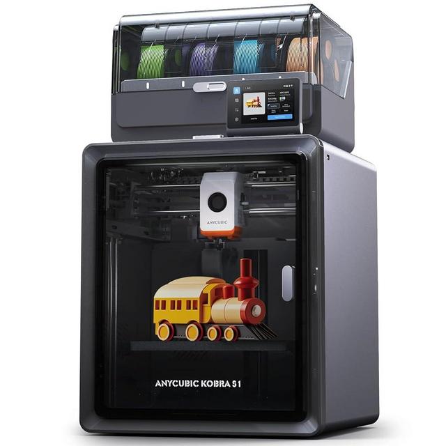 Anycubic 3D Printer Kobra S1 Combo, Multi-Color 3D Printer Max 600mm/s High Speed Printing High Precision, Works Right Out of Box Sealed Storage Intelligent Mult-Filament Drying 9.8"x9.8"x9.8"