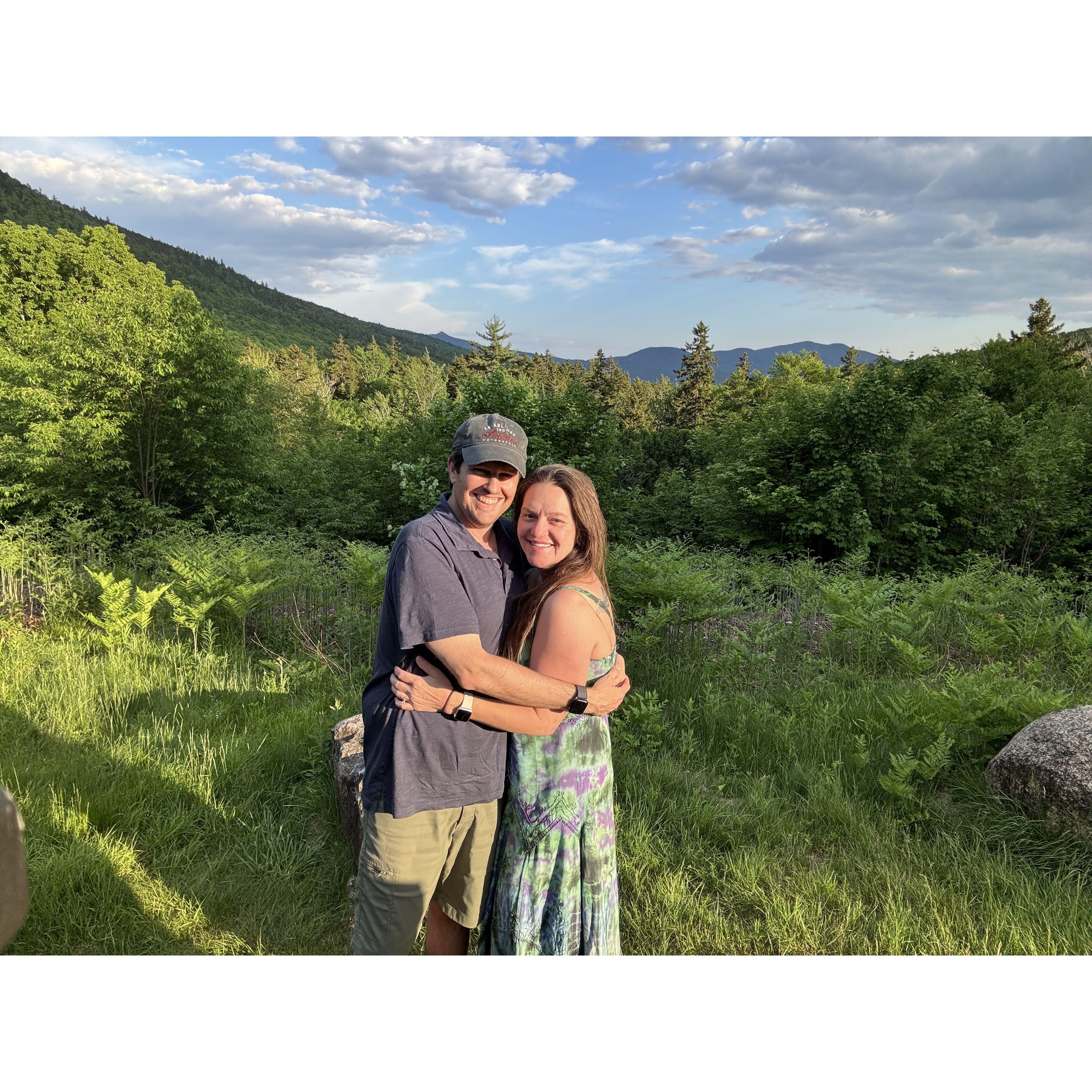 On our way to Eagle Mountain House to book our wedding venue. So much love!
