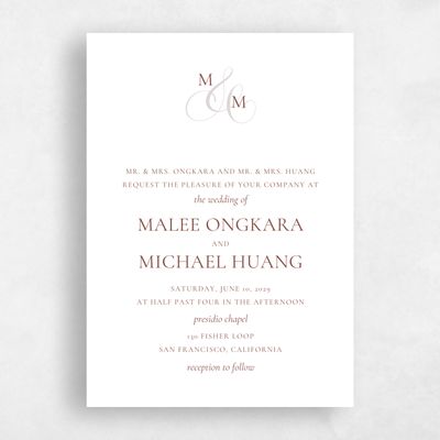 Brown Wedding Invitation - Aven Portrait