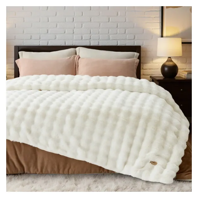 Bedsure GentleSoft Fluffy Fuzzy King Blanket - Soft Cozy Fleece Faux Fur, Decor Minky Velvet Couch Cover, Unisex Birthday Gift, 480GSM, Coconut Milk