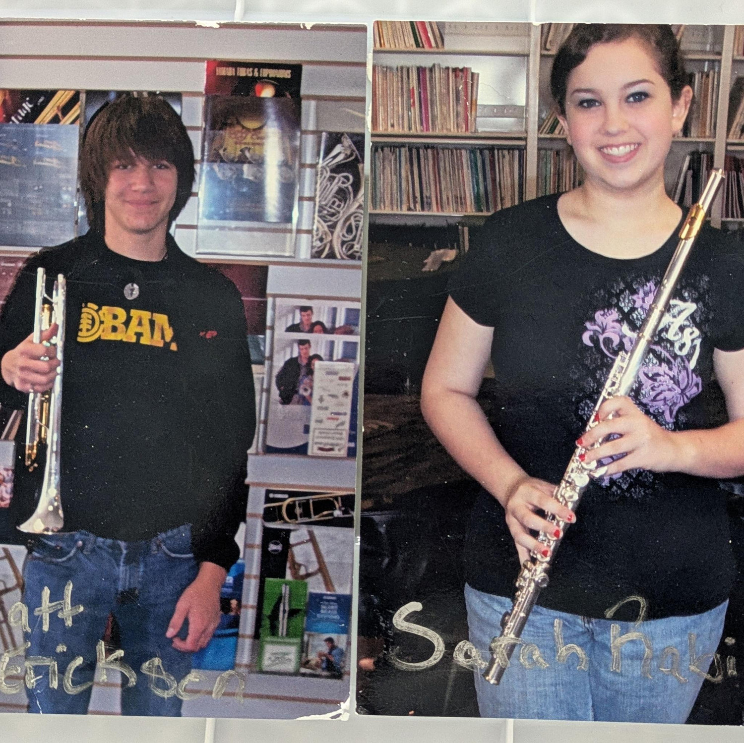 Before Matt and Sarah met, their photos were hung on the wall at Quinlan and Fabish together. They bought their instruments on the same day in May 2009. They met 1 month later.