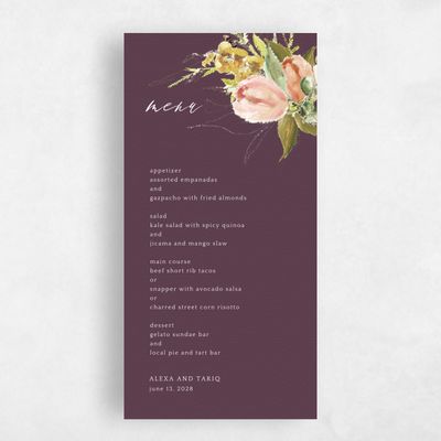 Purple Wedding Menu - Octavia