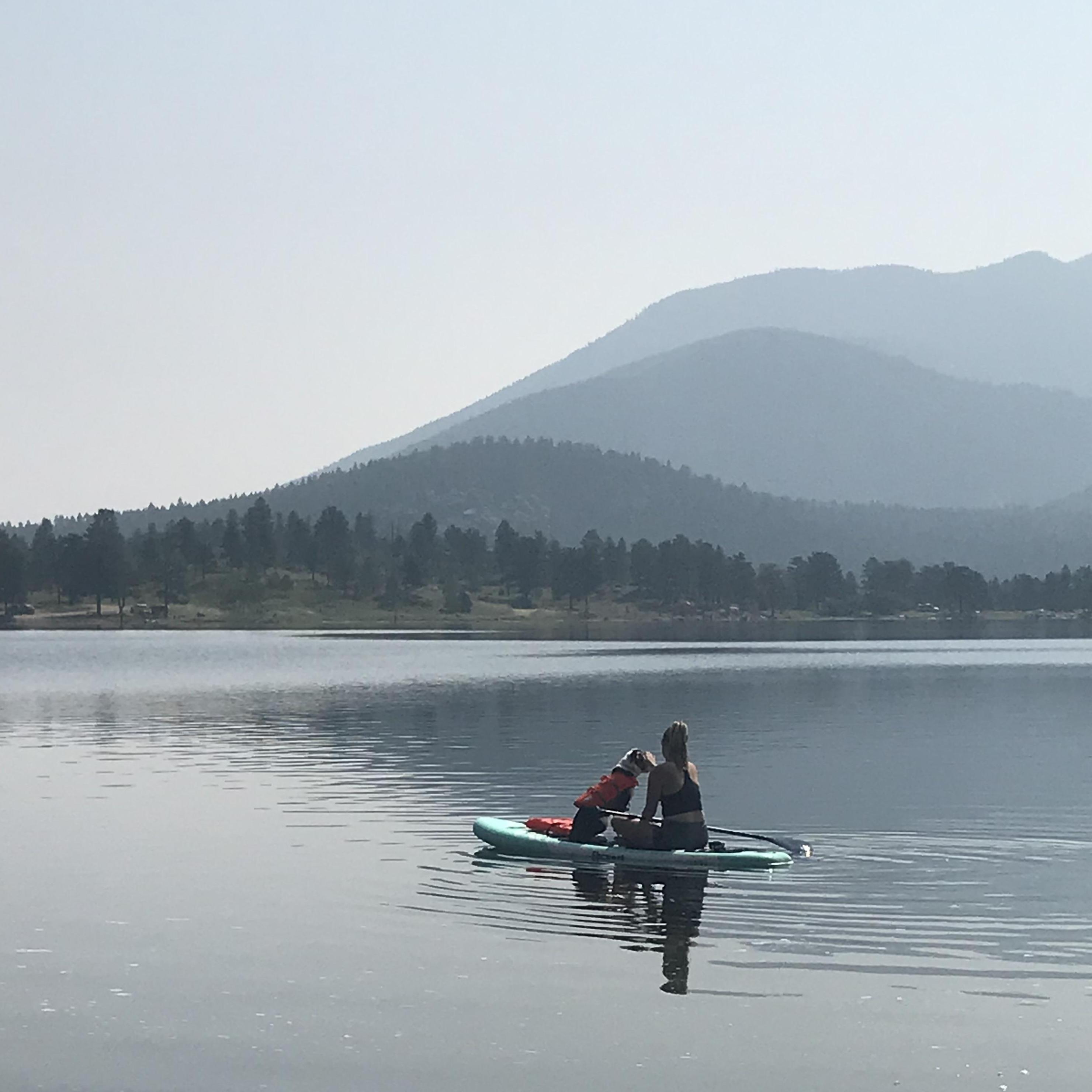 Our dear friend, Ellen, taught Dyno to swim on this camping trip at Lake Wellington.