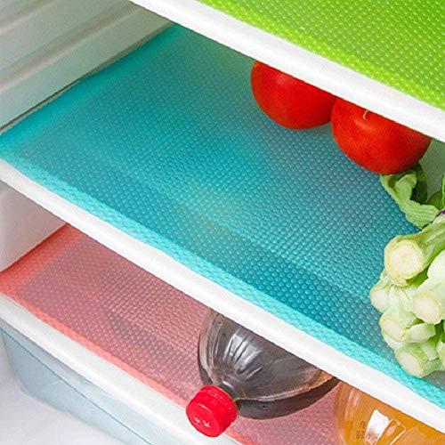 AKINLY 9 Pack Refrigerator Mats,Washable Fridge Mats Liners Waterproof Fridge Pads Mat Shelves Drawer Table Mats Refrigerator Liners for Shelves,3Red/3Green/3Blue