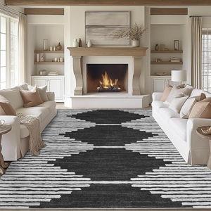 HelloTree Washable Area Rug, Black/White (8' x 10')