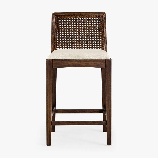 Monty Cane Stool, Counter Height, Vintage Amber, Performance Boucle Oatmeal