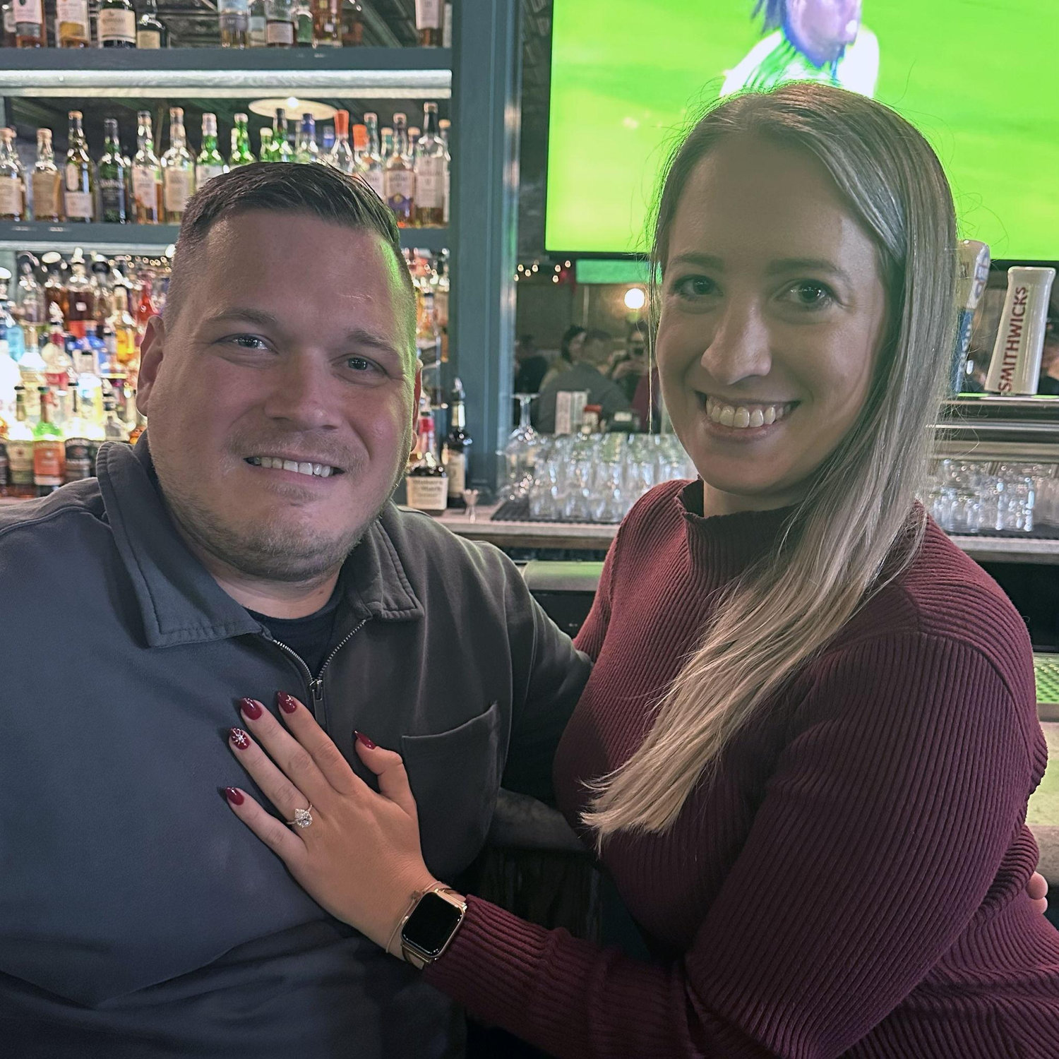 At the part of the bar that we met at!