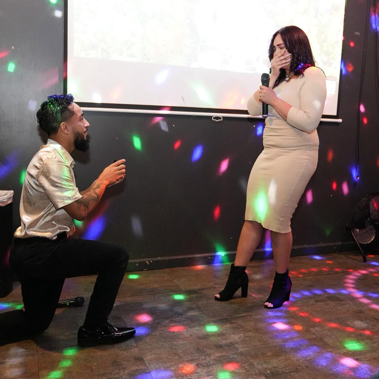 Engagement photo♥️ Bianca couldn’t keep it together and had no clue what was going on till he got down on one knee.