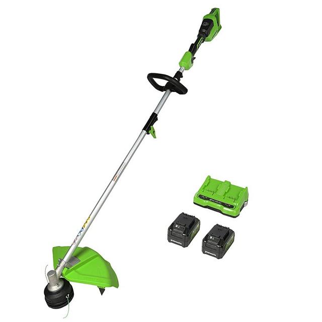 Greenworks 48V 16" Brushless (Attachment Capable) Cordless String Trimmer, (2) 4.0Ah USB Batteries (USB Hub) and Dual Port Rapid Charger Included (2 x 24V)