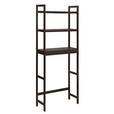 SONGMICS Over-The-Toilet Storage, 3-Tier Bathroom Organizer with Adjustable Shelves, Space Saver Toilet Rack, Load Capacity 33 lb per Tier, Easy to Assembly, Bamboo, Brown UBTS01BR
