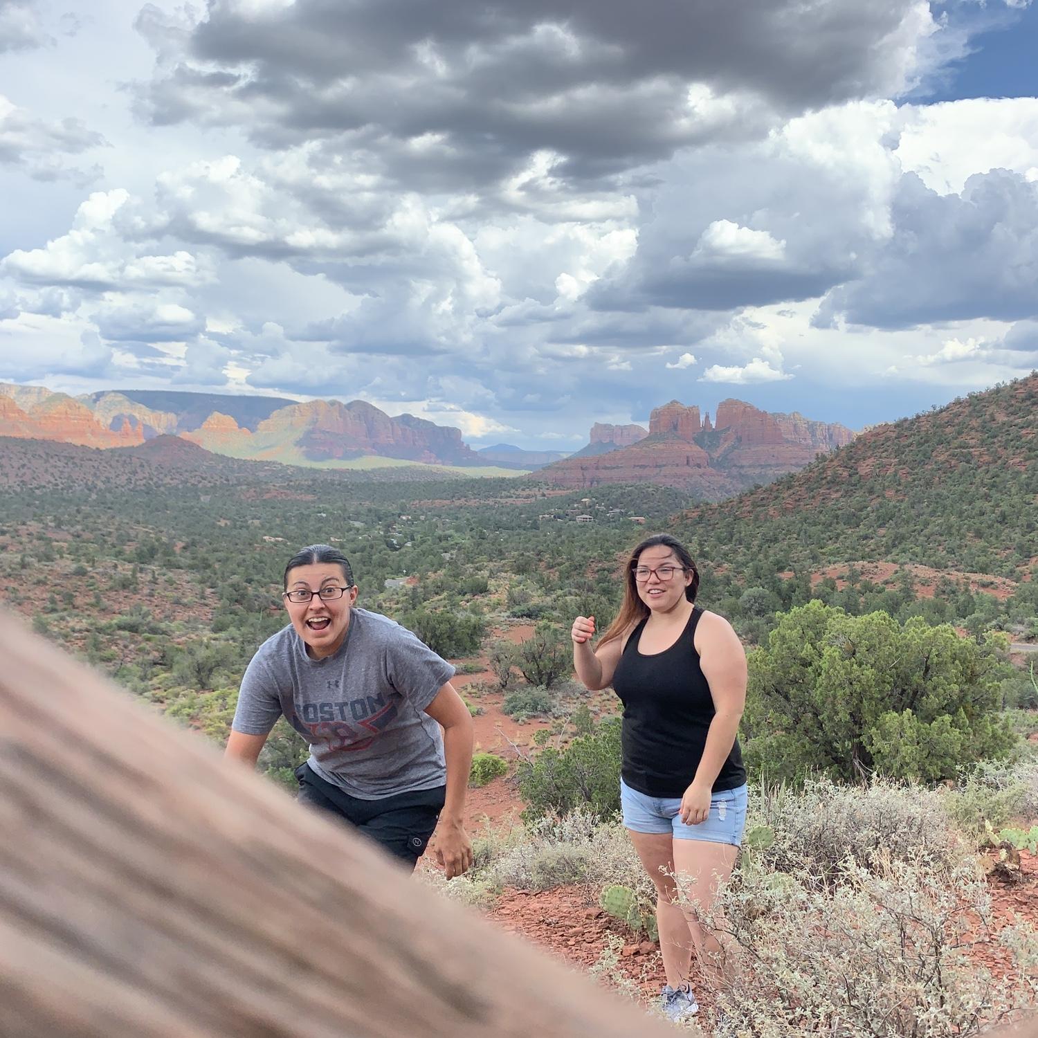 We went to Sedona, AZ & of course, we have to take all the cool pictures. This was mid shot of Sheryl trying to catch her phone after we tried to prop it just perfect.