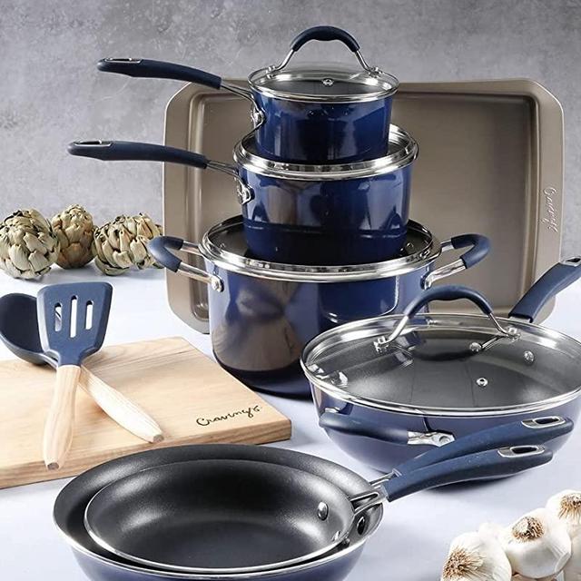 Cravings by Chrissy Teigen 12pc Aluminum Cookware Set Blue