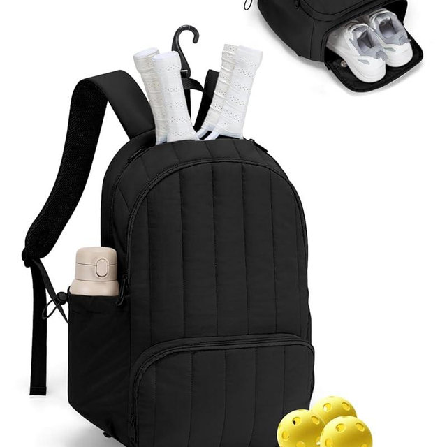 Pickleball Bag, Pickleball Backpack with Shoe Compartment and Paddle Slots, Large Sports Gym Backpack with Wet Pocket