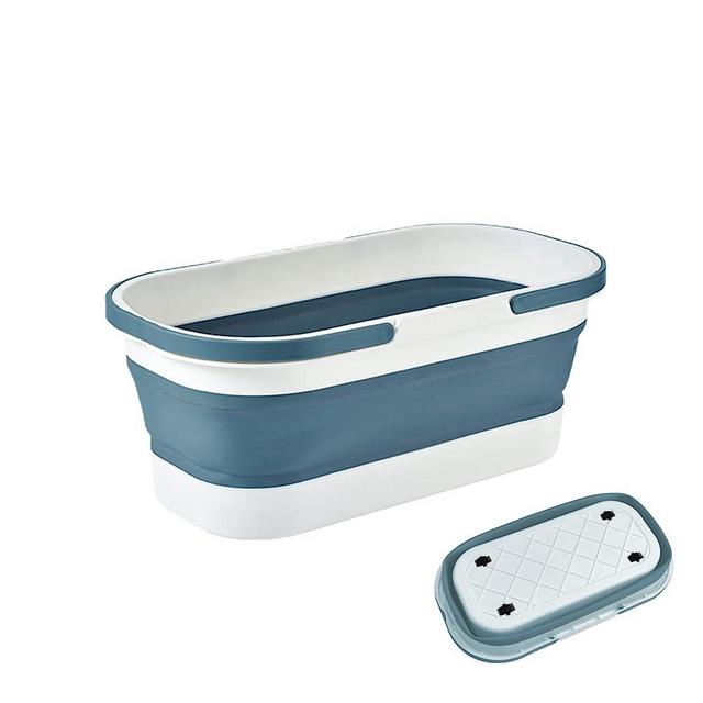 Goderewild Collapsible Plastic Bucket with Wheels 12L (3.17 Gallon) for House Cleaning, Camping, and RV - Multi-Purpose Rectangular Handy Basket for Cleaning Mop - Lightweight and Portable (Blue)