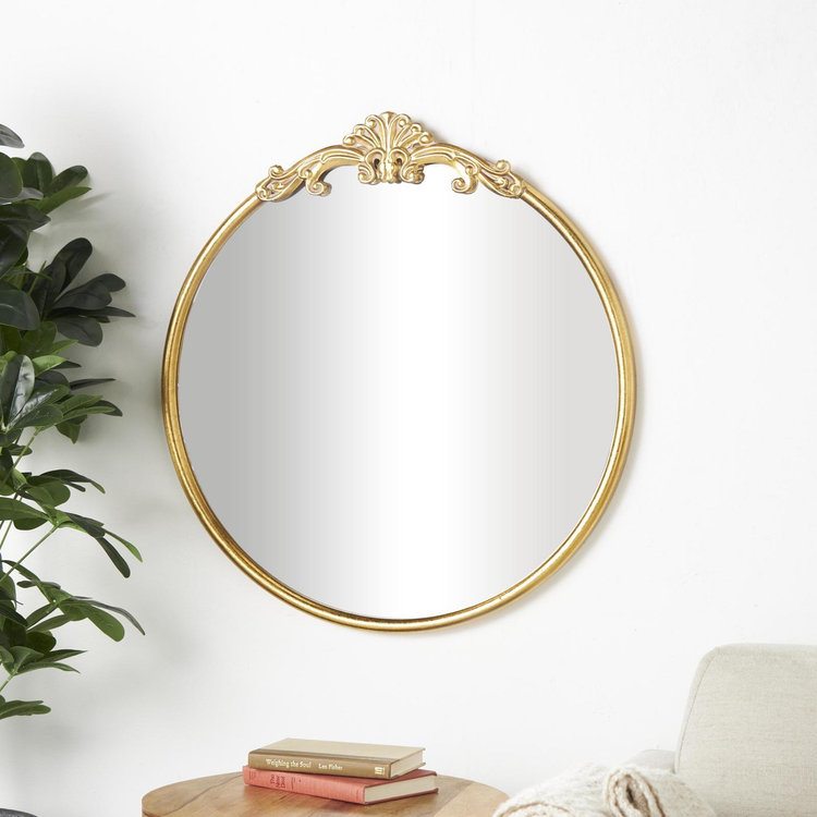 Tisbury Lane, Scroll Ornate Baroque Round Wall Mirror | Zola