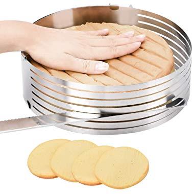 Layer Cake Leveler slicer Adjustable Cake Rings 7-Layer Cake cutter Stainless Steel Cake Slicing Accessories, 9.8-12.2 inch