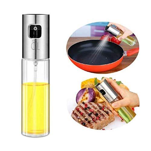 Olive Oil Sprayer Dispenser for Cooking, Food-Grade Glass Oil Spray Transparent Vinegar Bottle Oil Dispenser 100ml for BBQ/Making Salad/Baking/Roasting/Grilling/Frying Kitchen.