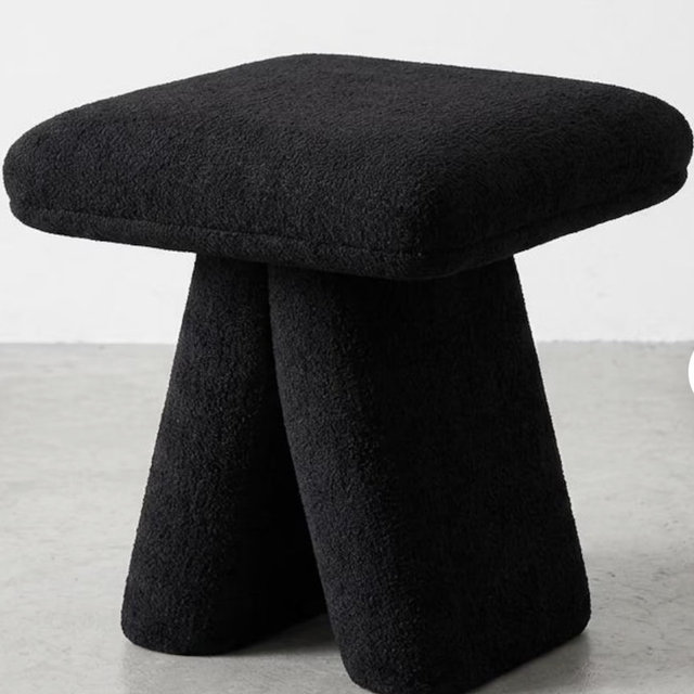 Multi-Color Bouclé Sculptural Stool Set, Textured Upholstered Vanity Ottoman, Modern Minimalist Accent Footstool Collection - Style 6