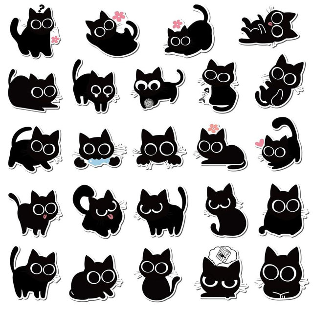24Pcs Funny Black Cat Fridge Magnets Decoration Cute Dishwasher Magnetic Sticker Decor Accessories Kitten Refrigerator Magnets Novelty Birthday Gift for Cat Lover for Home Kitchen Office Locker