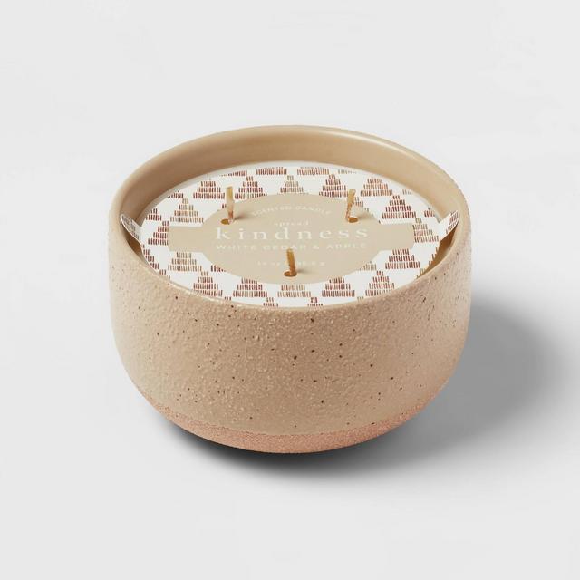 14oz Ceramic Candle with Exposed Bottom Spearmint & Ylang Tan - Threshold™