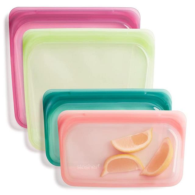 Stasher Platinum Silicone Food Grade Reusable Storage Bag, Tropical (Bundle 4-Pack Large) | Reduce Single-Use Plastic | Cook, Store, Sous Vide, or Freeze | Leakproof, Dishwasher-Safe, Eco-friendly