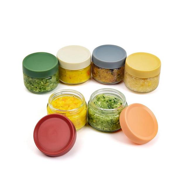 EONJOE small glass salad dessing containers to go,6-pack 2oz condiment sauce dipping cups food storage jars lunch accessories