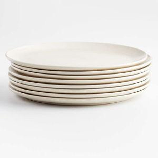 Craft Linen Cream Flat Dinner Plate: Set of 8
