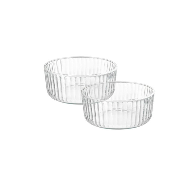 Bormioli Rocco Exclusiva Mini Serving Bowls, Set of 2 - 15.25 Oz. Stackable Glass Condiment Dishes - 4.75 In, Dishwasher Safe