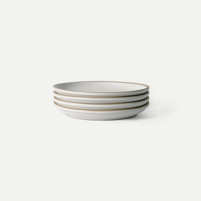 MORA Large Plates Set of 4, 10.5 inch Ceramic Pottery Dinner Plates - Microwave, Oven and Dishwasher Safe - Oat