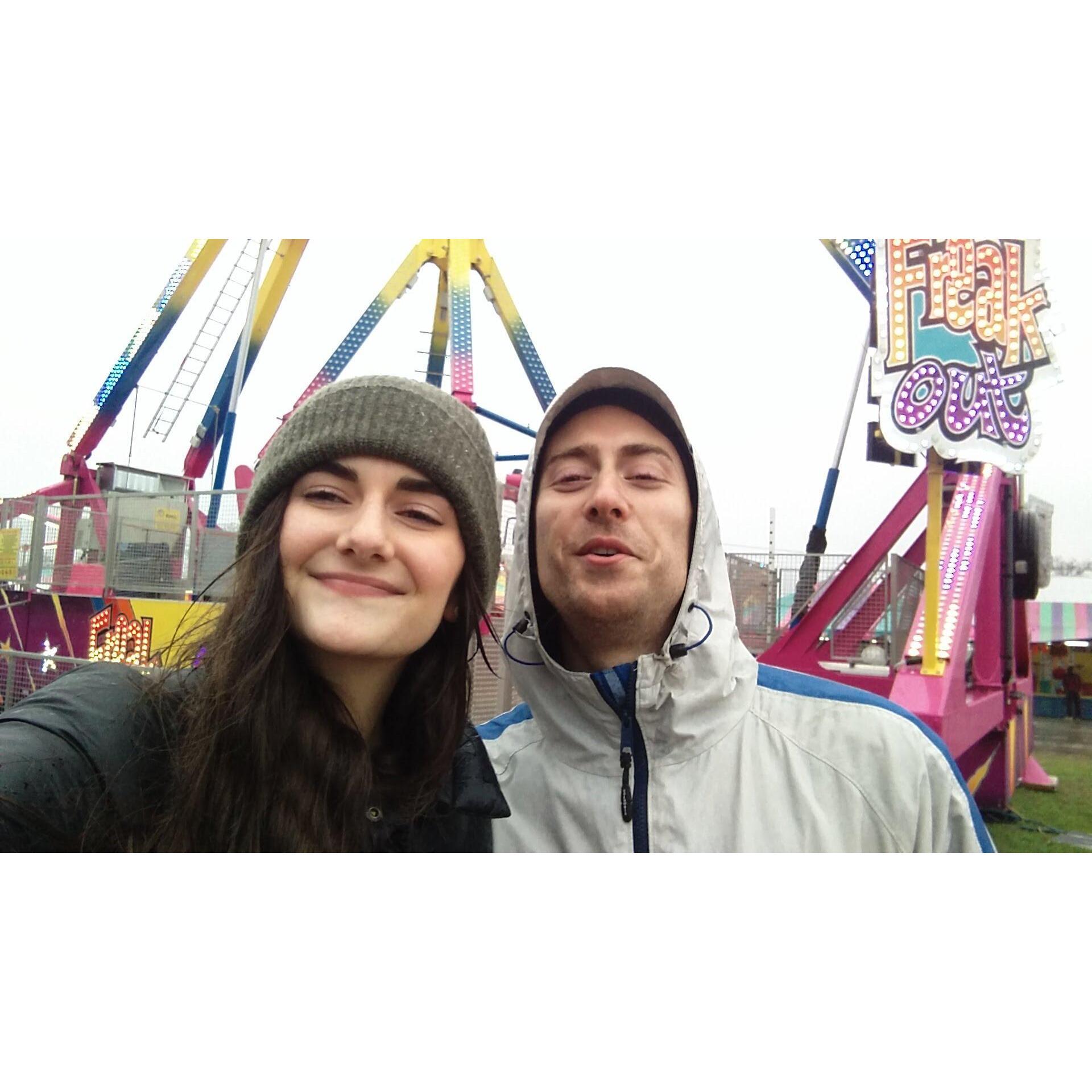 Oct 2018
Carnival in Nac strikes again! This Freak Out ride was our fave and since no except us was there (it was like 42 degrees and raining), we got to ride it like 5 times without stopping