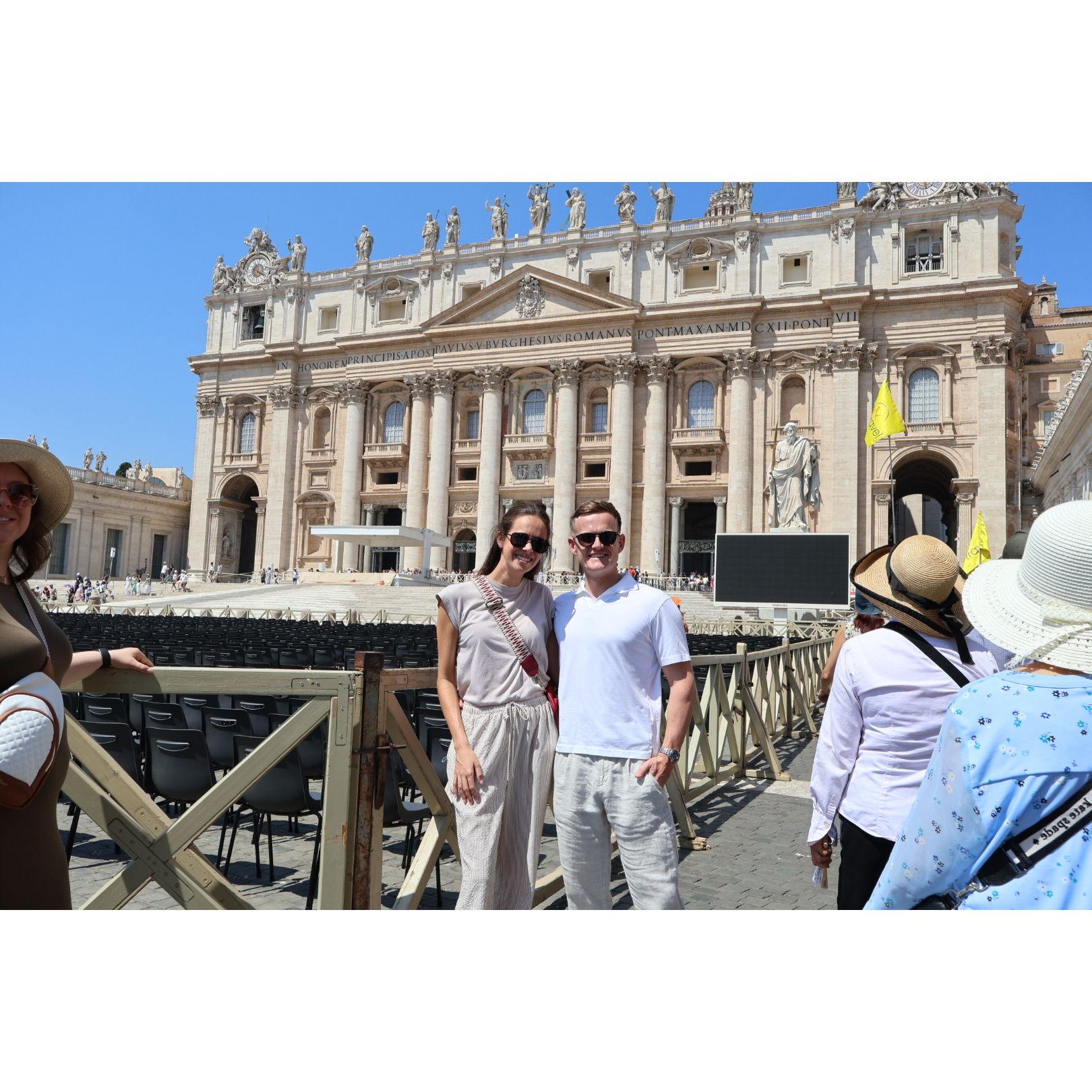 Visiting the Holy Doors in Vatican City on our wedding year!