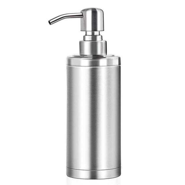 Tiilan Stainless Steel Soap Dispenser for Kitchen Sink, Bathroom, Refillable Countertop Hand Lotion Pump Bottle - 300ml, Silver