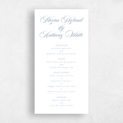 Blue Modern Wedding Menu - Jessenia