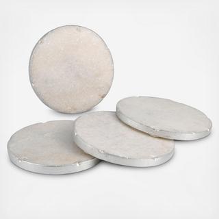 Old Hollywood Round Marble Coaster, Set of 4