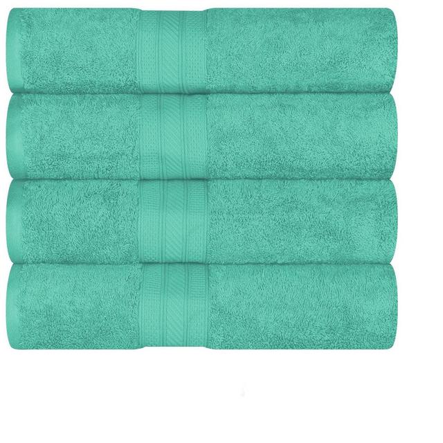 Cotton Solid Highly-Absorbent 4-Piece Bath Towel Set, Rivulet - Blue Nile Mills
