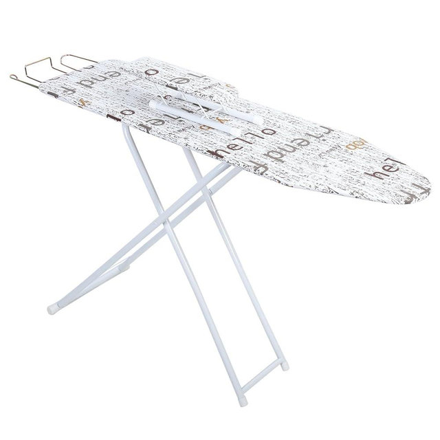 pofluany Full-Size Ironing Board Height Adjustable Iron Board Heavy Duty Itoning Board with Iron Rest & Heat Resistant Cover, Foldable Household Ironing Board with Anti-Skid Feet (White)